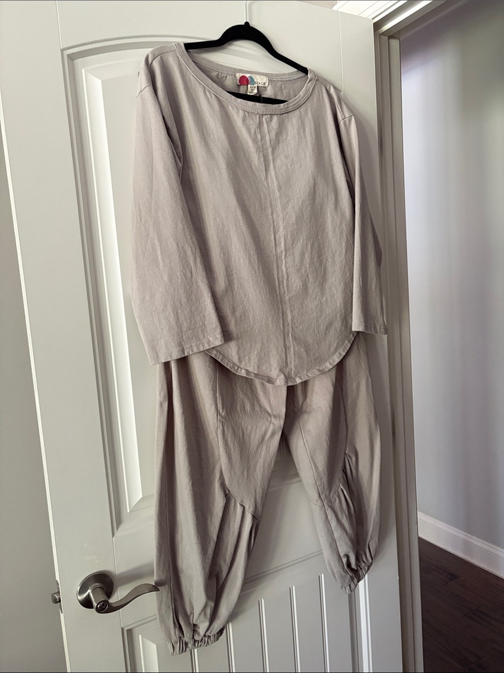 Free People Light Taupe Two-Piece Lounge Set
